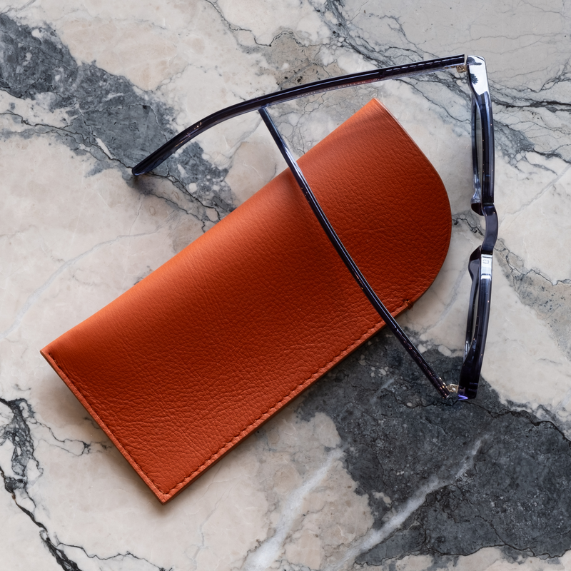 Das Brillenetui: Leder - Mandarine