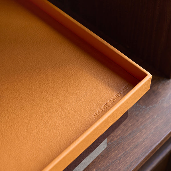 Das Serviertablett: Leder - Mandarin - Groß