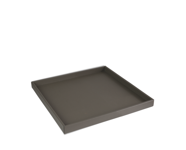 Das Serviertablett - Leder - Grau - Klein