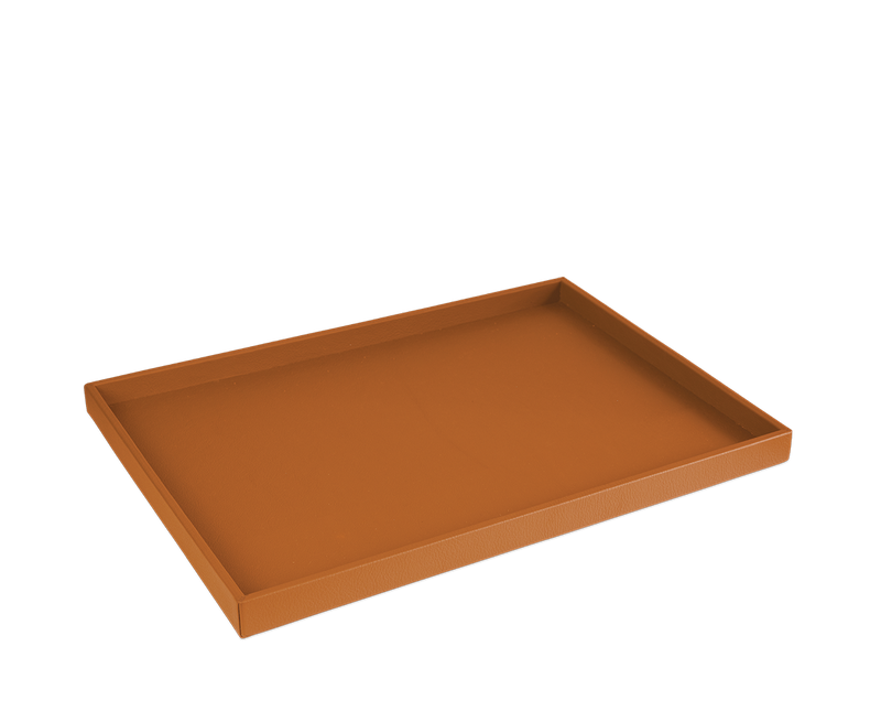 Das Serviertablett: Leder - Mandarin - Groß