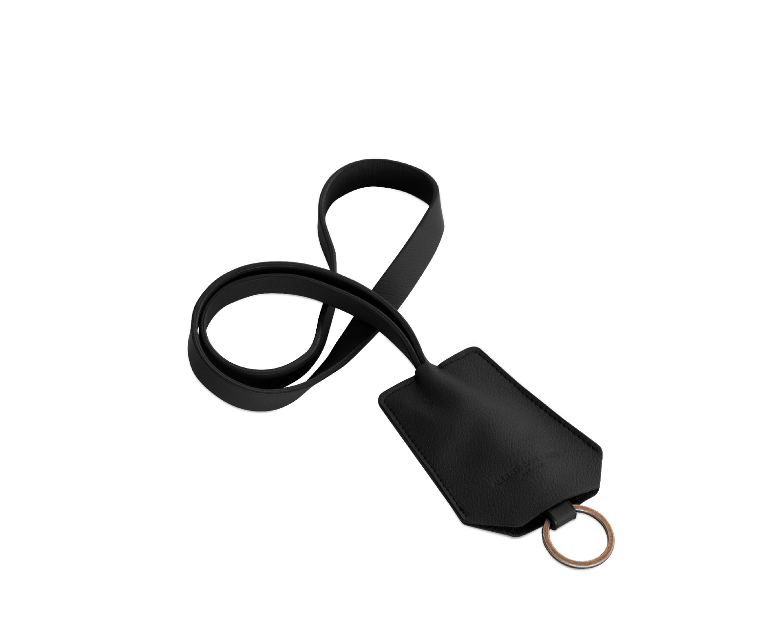 Der Schlüsselring: Leder - Schwarz - Langer Riemen (45 cm)
