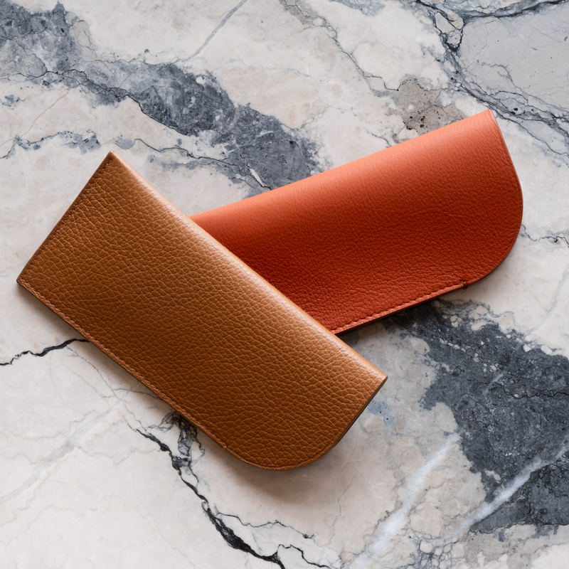 Das Brillenetui: Leder - Mandarine