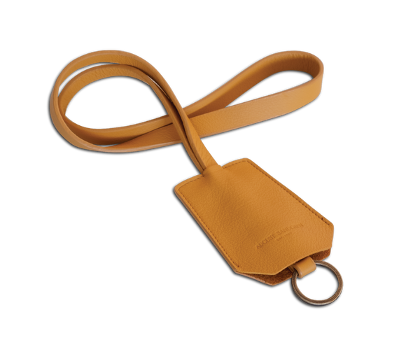 Der Schlüsselring: Leder - Safran - Langer Riemen (45 cm)