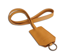 Der Schlüsselring: Leder mit Öko-Tex-Zertifikat - Safrangelb - Langer Riemen (45 cm)