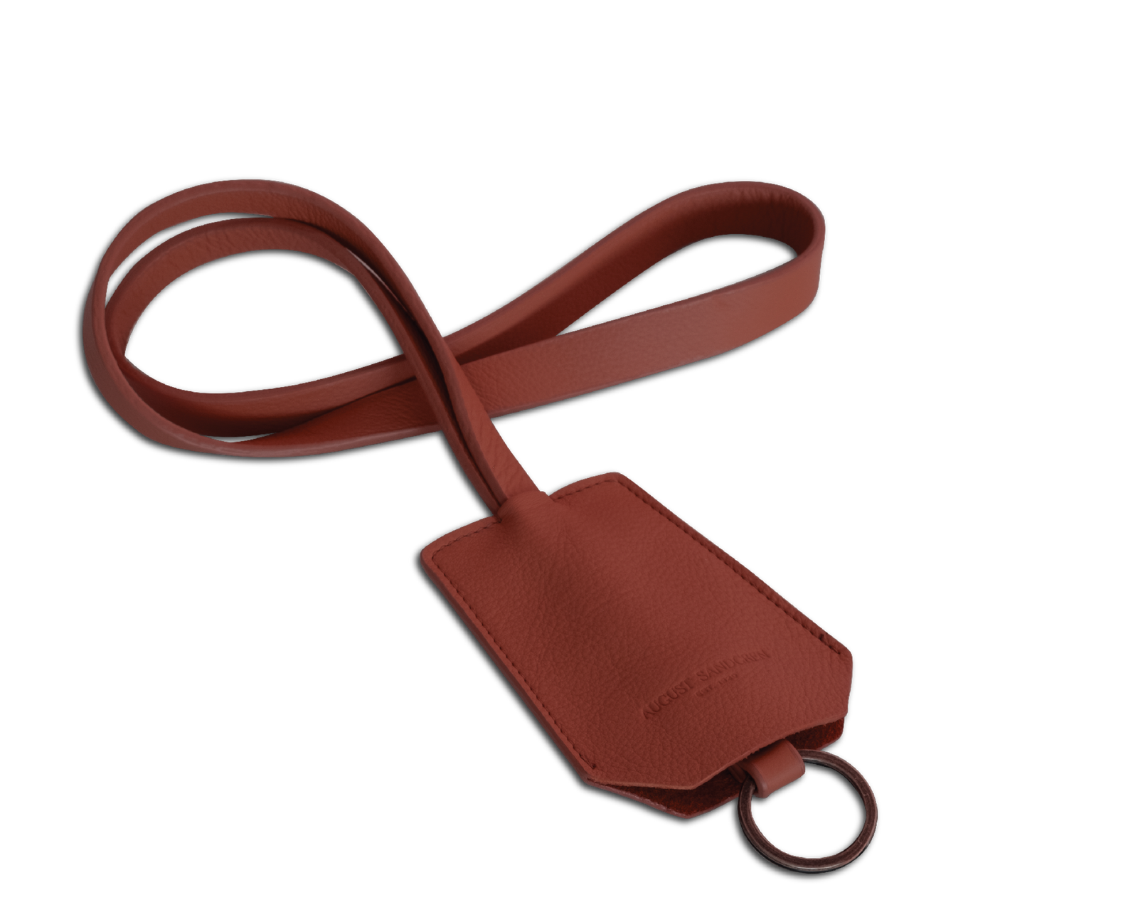 Der Schlüsselring: Leder - Terrakotta - Langer Riemen (45 cm)