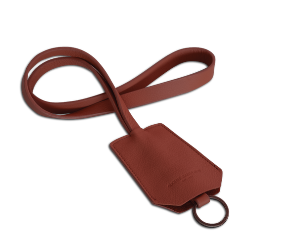 Der Schlüsselring: Leder - Terrakotta - Langer Riemen (45 cm)