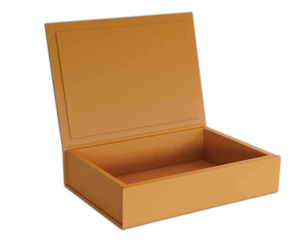 Die Buchbox: Leder mit Öko-Tex-Zertifikat - Safrangelb – Groß