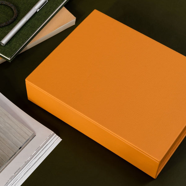 Die Buchbox: Leder mit Öko-Tex-Zertifikat - Safrangelb – Medium