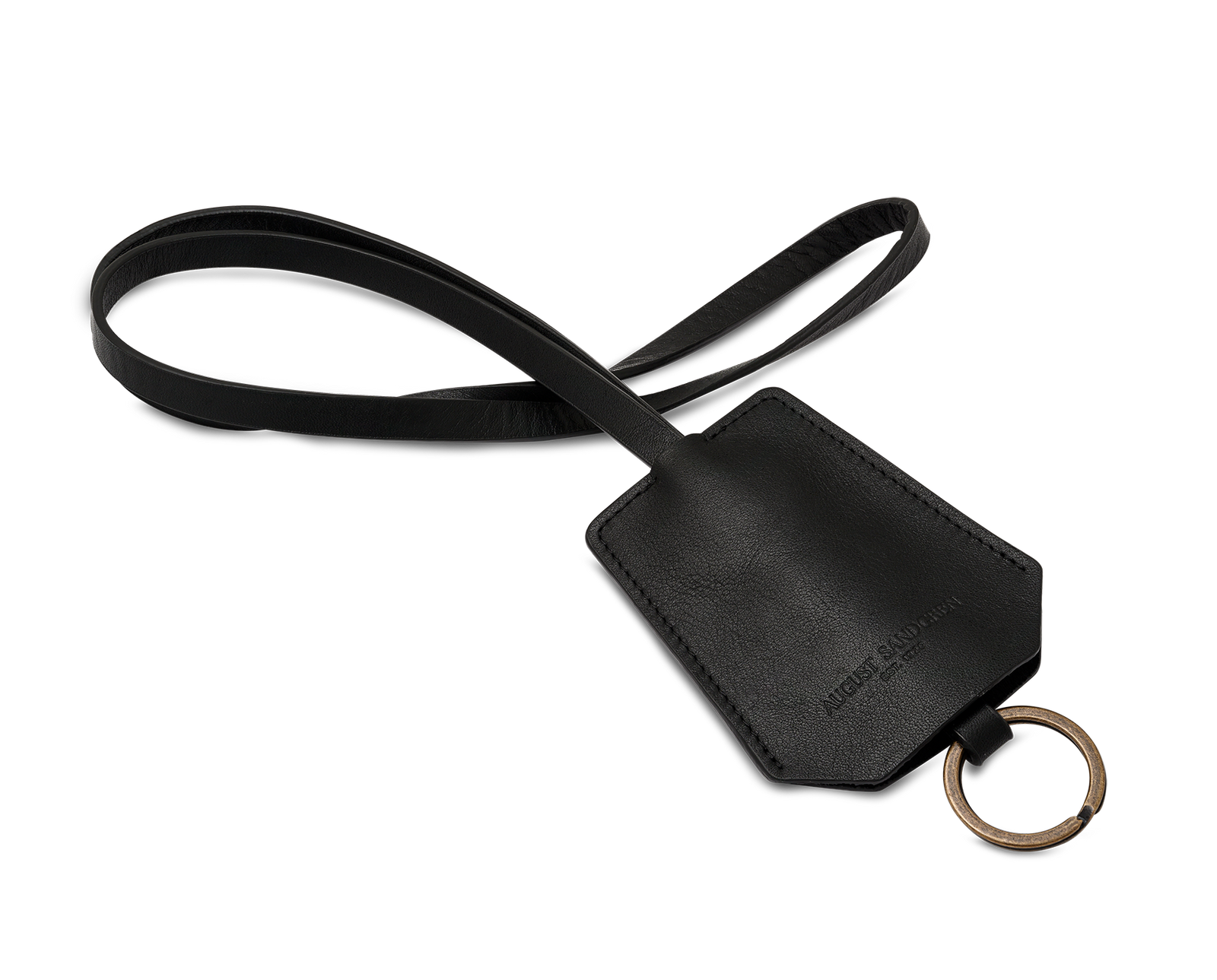 Der Schlüsselring: Überschüssiges Leder - Schwarz - Langer Riemen (45 cm)